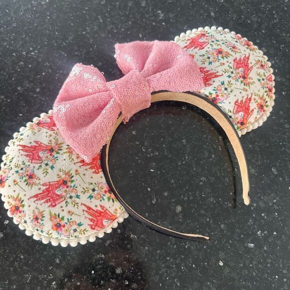 Minnie Mouse Mickey Mouse Cinderella Castle Handmade Disney Ears Sequins Headban - Picture 5 of 6